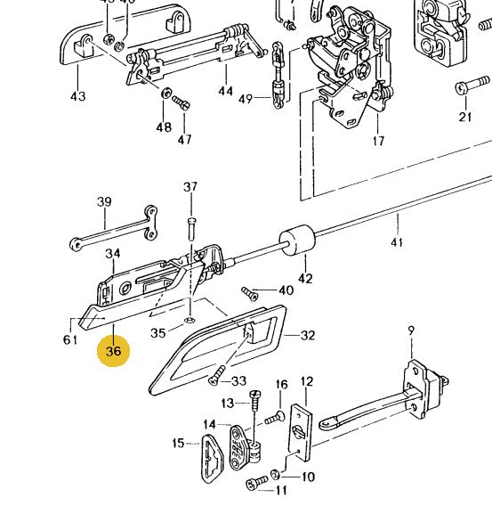 928 537 169 00 70B - Inside Door Handle - Left| 928sRus, Inc.