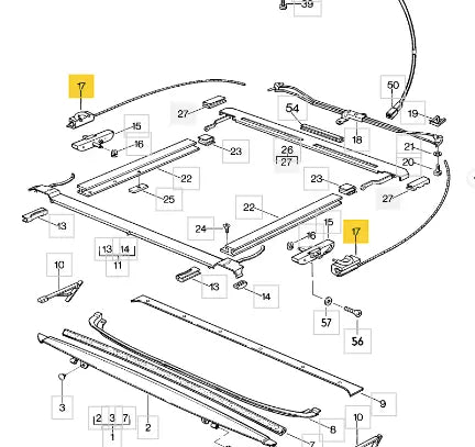 928 564 083 43 - Sunroof Guide & Cable - Left - USED| 928sRus, Inc.