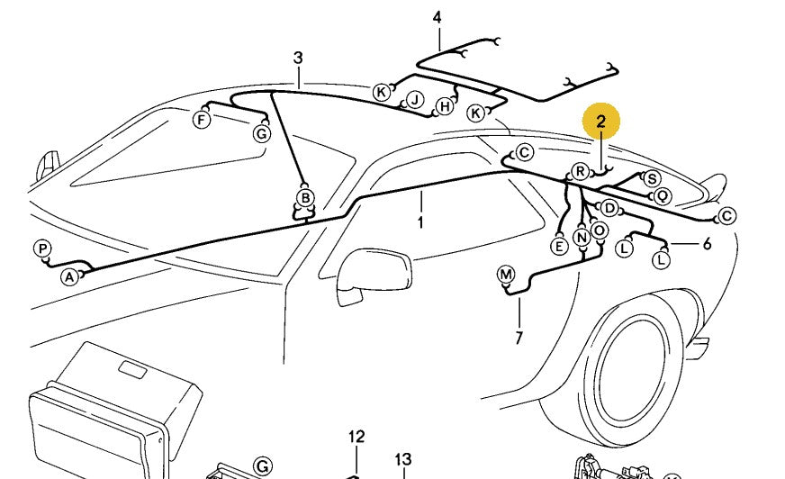 928 612 037 01 - Hatch Switch Harness - 84 to 95