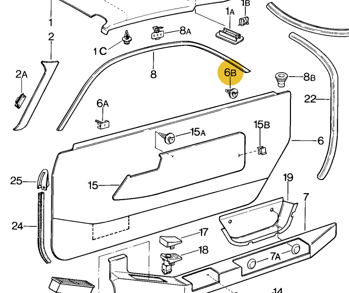 433 867 299A - White Door Panel Clip| 928sRus, Inc.