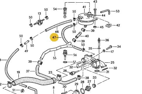 927 106 275 03AM - Hose from Expansion Tank to Rear of Water Bridge - RHD Only 78 to 95 - Aftermarket