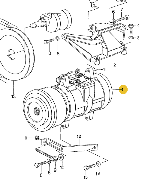 928 126 010 71 - AC Compressor Denso - 1980 to 1989 - Denso OEM