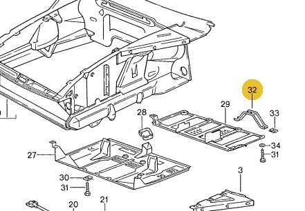 928 504 137 02GRV - Support Brackets for the Rear Belly Pan - 87 to 95