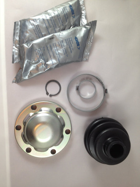 A CV joint kit that includes a boot, clamps and grease for Porsche 928s.
