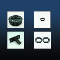 A picture of a front main crank seal, oil pump o-ring, O ring for oil pump, cam shaft seal cam gear, aftermarket and oil pump gear. 