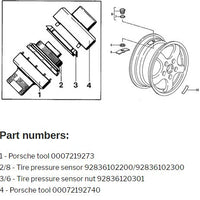 928 361 203 01 - Porsche 928 RDK Tire Pressure Sensor Nuts - 2 pieces (1 Wheel Set) - 89 to 93